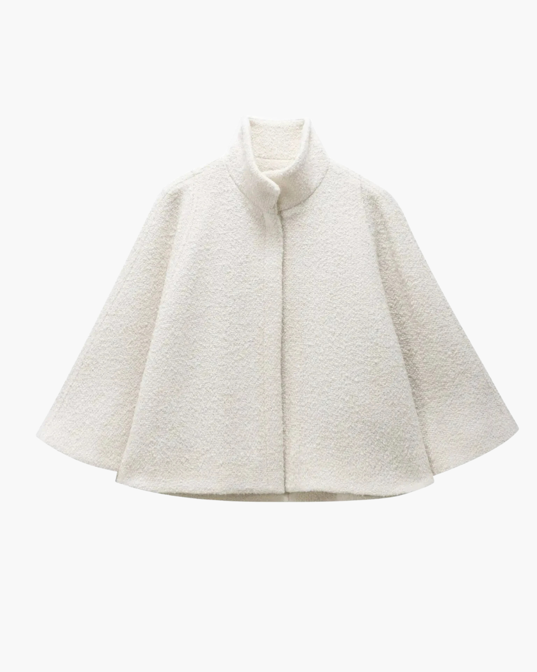 Wollen Cape met Opstaande Kraag en Verborgen Knopen voor Dames