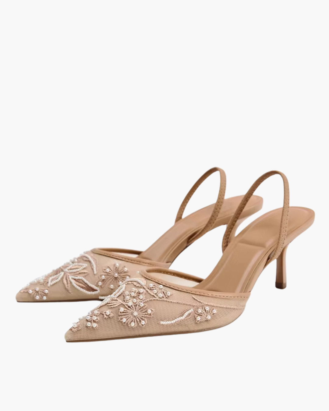 Kaki Borduursel Naaldhak Sandalen met Kralen voor Dames