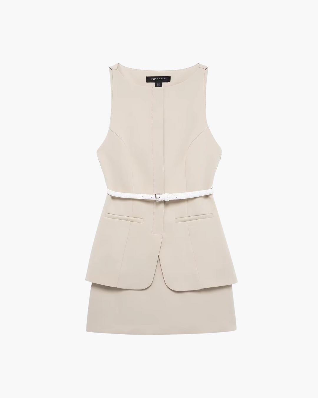 Elegante Mouwloze Mini Jurk met Riem en O-Hals voor Dames