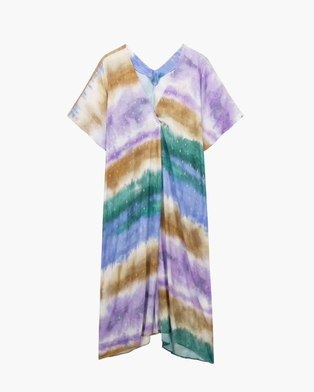 Chiffon Midi Jurk met V-Hals en Batwing Mouwen voor Dames