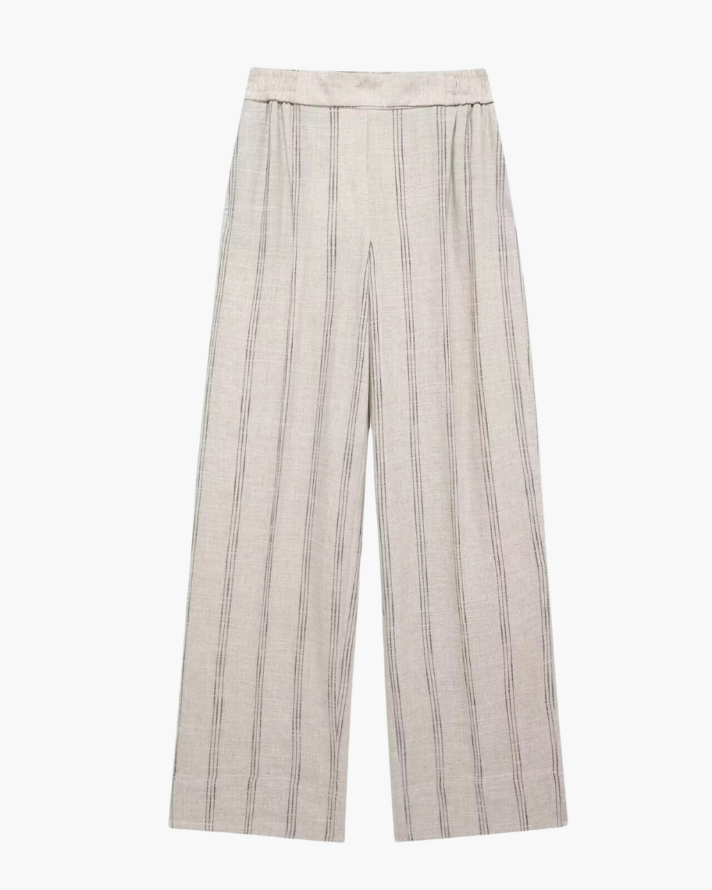 Linnen Beige Luchtige Comfortabele Gestreepte Broek voor Dames