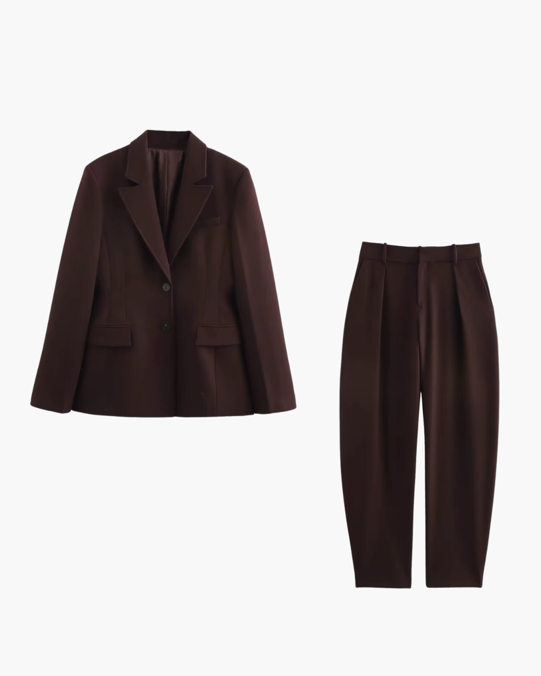 Elegante Bruine Blazer en Broek Set voor Dames