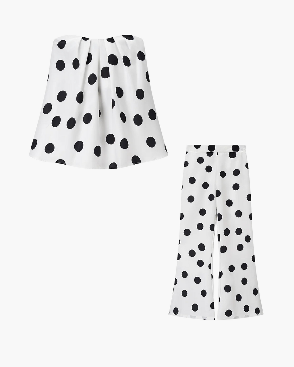 Tweedelige Set met Strapless Polkadot Top en Broek voor Dames