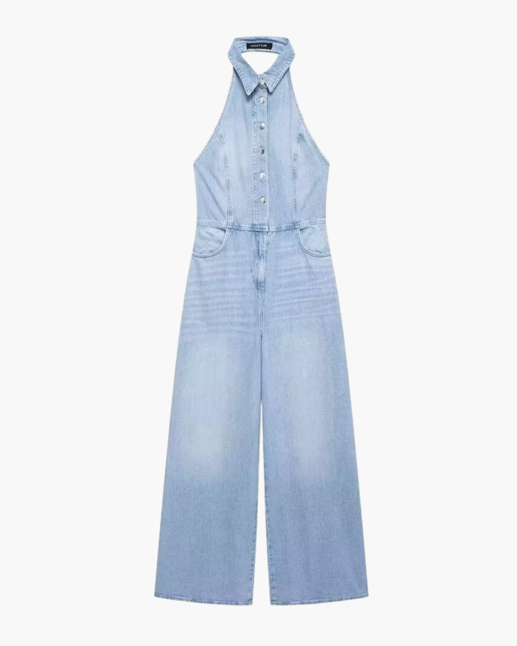 Stijlvolle Mouwloze Denim Jumpsuit met Wijde Pijpen voor Dames