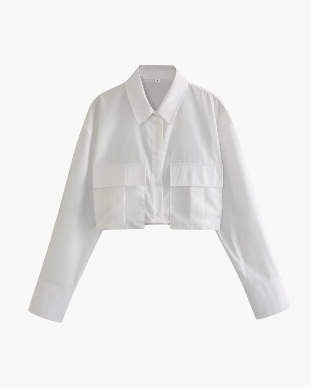 Cropped Blouse met Lange Mouwen en Zakken voor Dames