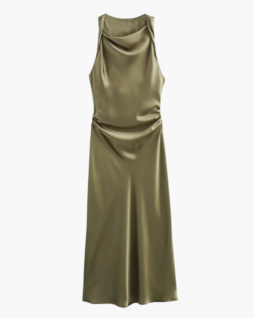 Satijnen Slip Midi-Jurk met Open Rug voor Dames