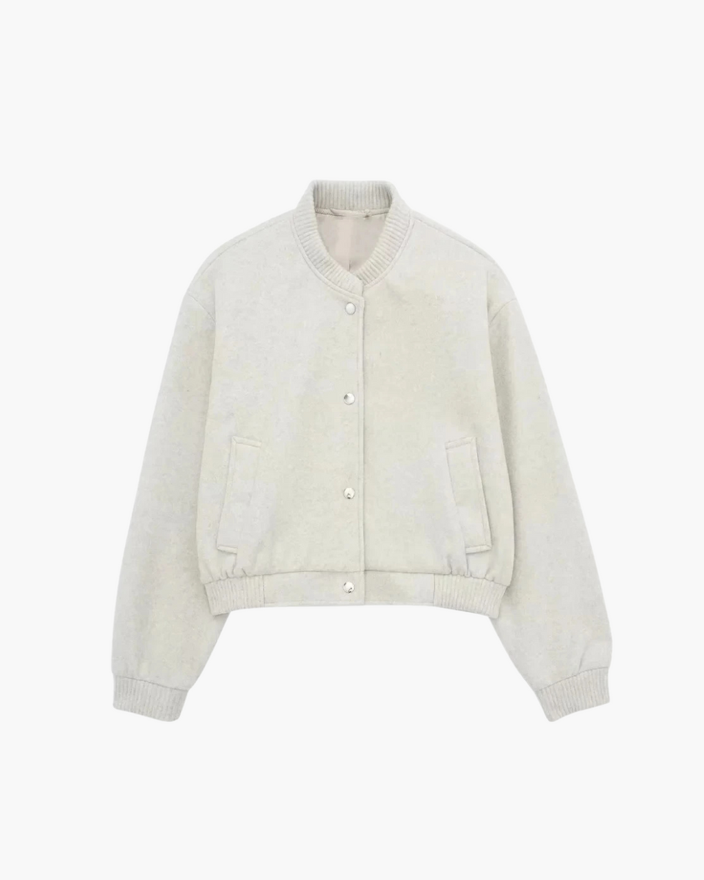 Cropped Tweed Bomberjack met Zakken en O-Hals voor Dames