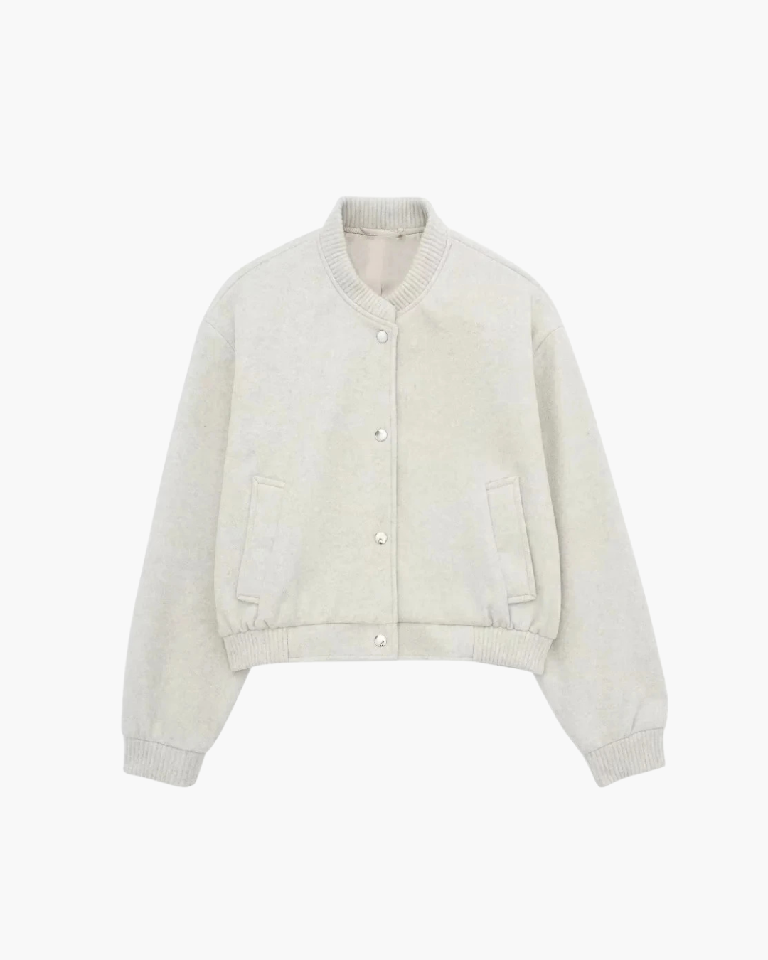 Cropped Tweed Bomberjack met Zakken en O-Hals voor Dames