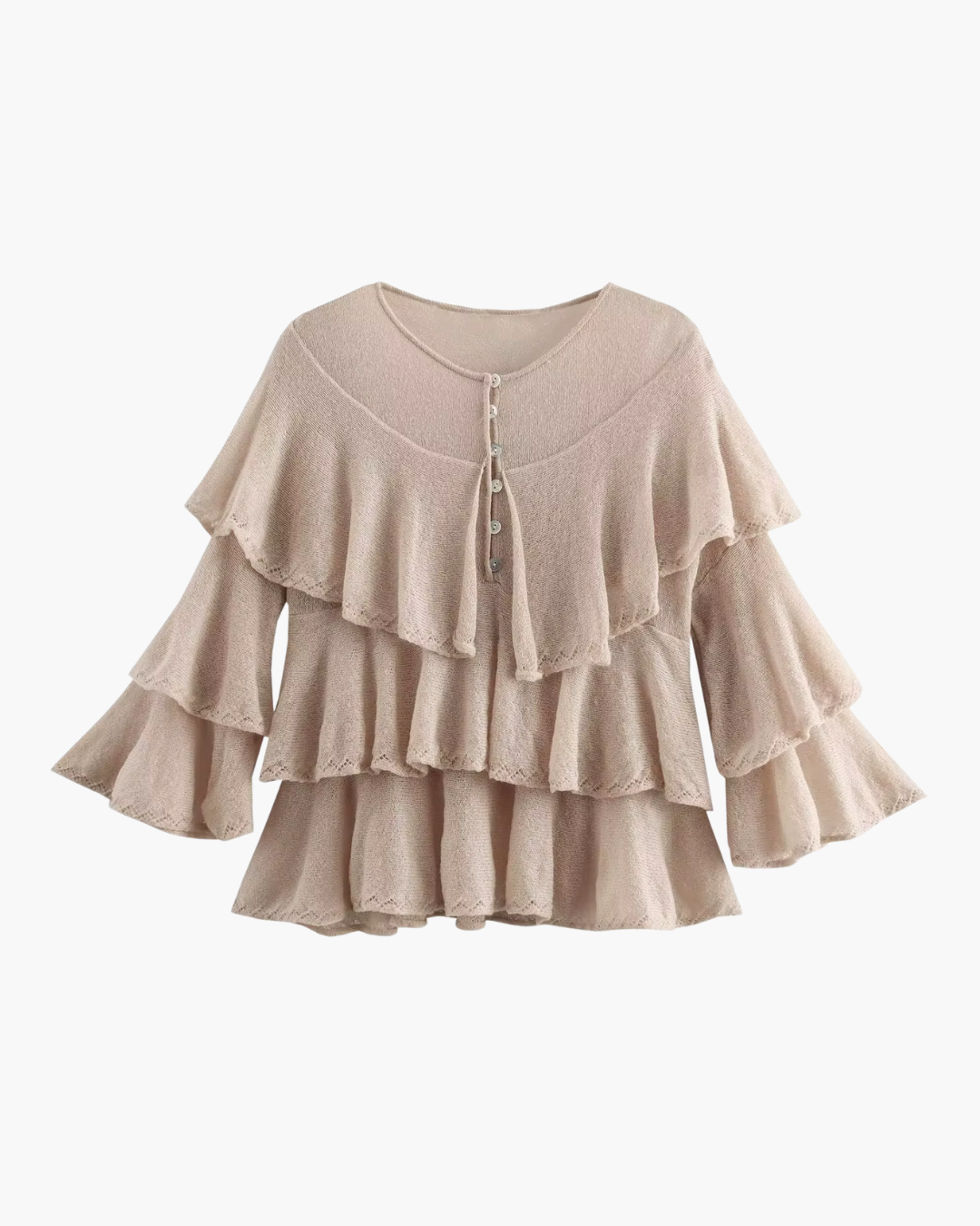 Elegante Warme Trui met O-hals en Knoopdecoratie voor Dames