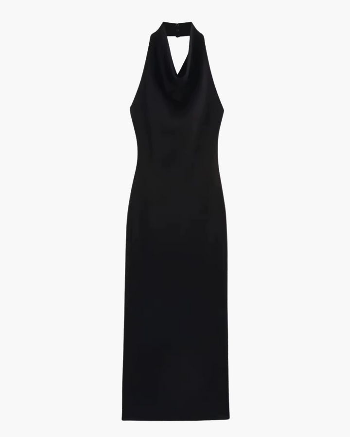 Gebreide Halter Midi-Jurk met Open Rug voor Dames