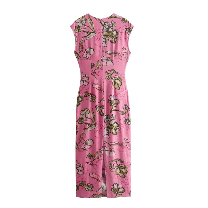 Vintage Mouwloze Rechte Zomerjurk met O-Hals voor Dames