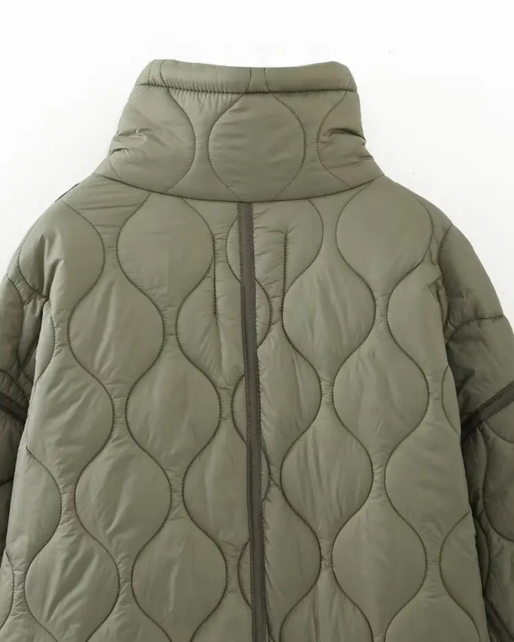 Katoenen Winterjas  met Trekkoord en Hoge Kraag voor Dames