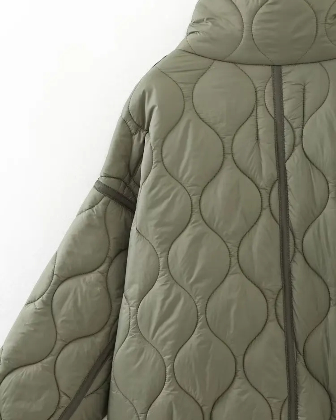 Katoenen Winterjas  met Trekkoord en Hoge Kraag voor Dames