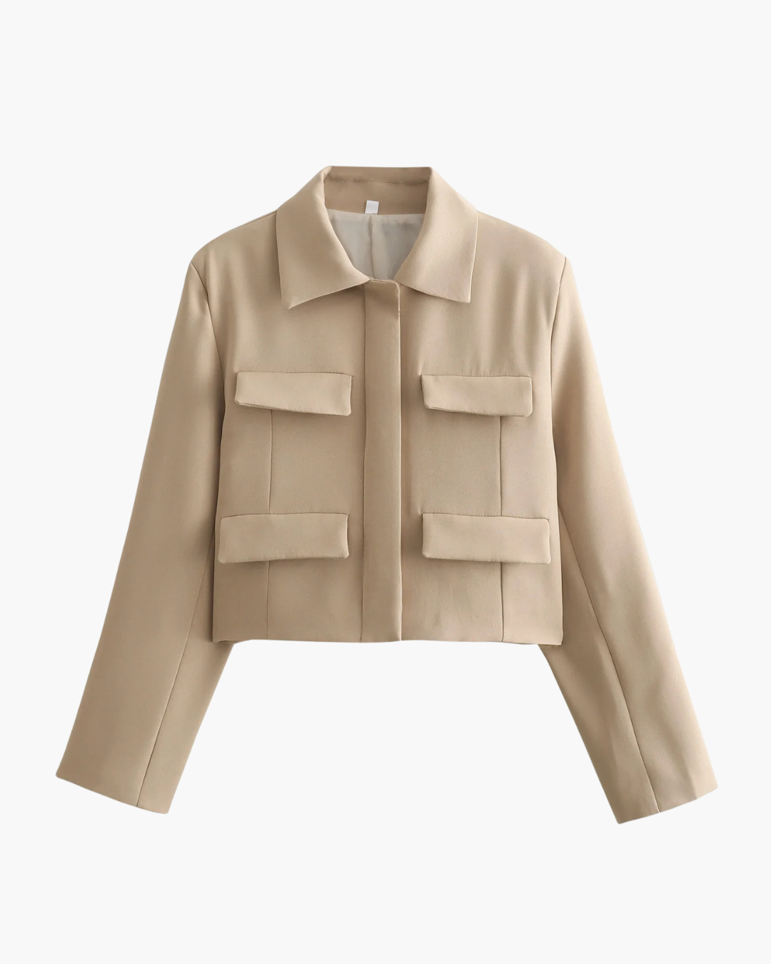 Vintage Cropped Jas met Reverskraag en Klepzakken voor Dames