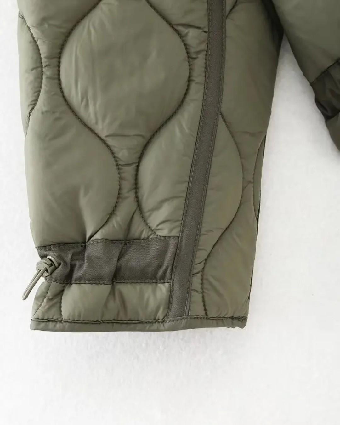 Katoenen Winterjas  met Trekkoord en Hoge Kraag voor Dames