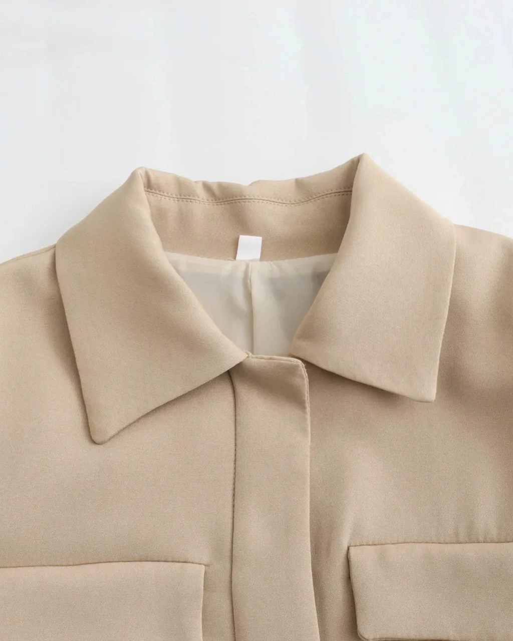 Vintage Cropped Jas met Reverskraag en Klepzakken voor Dames