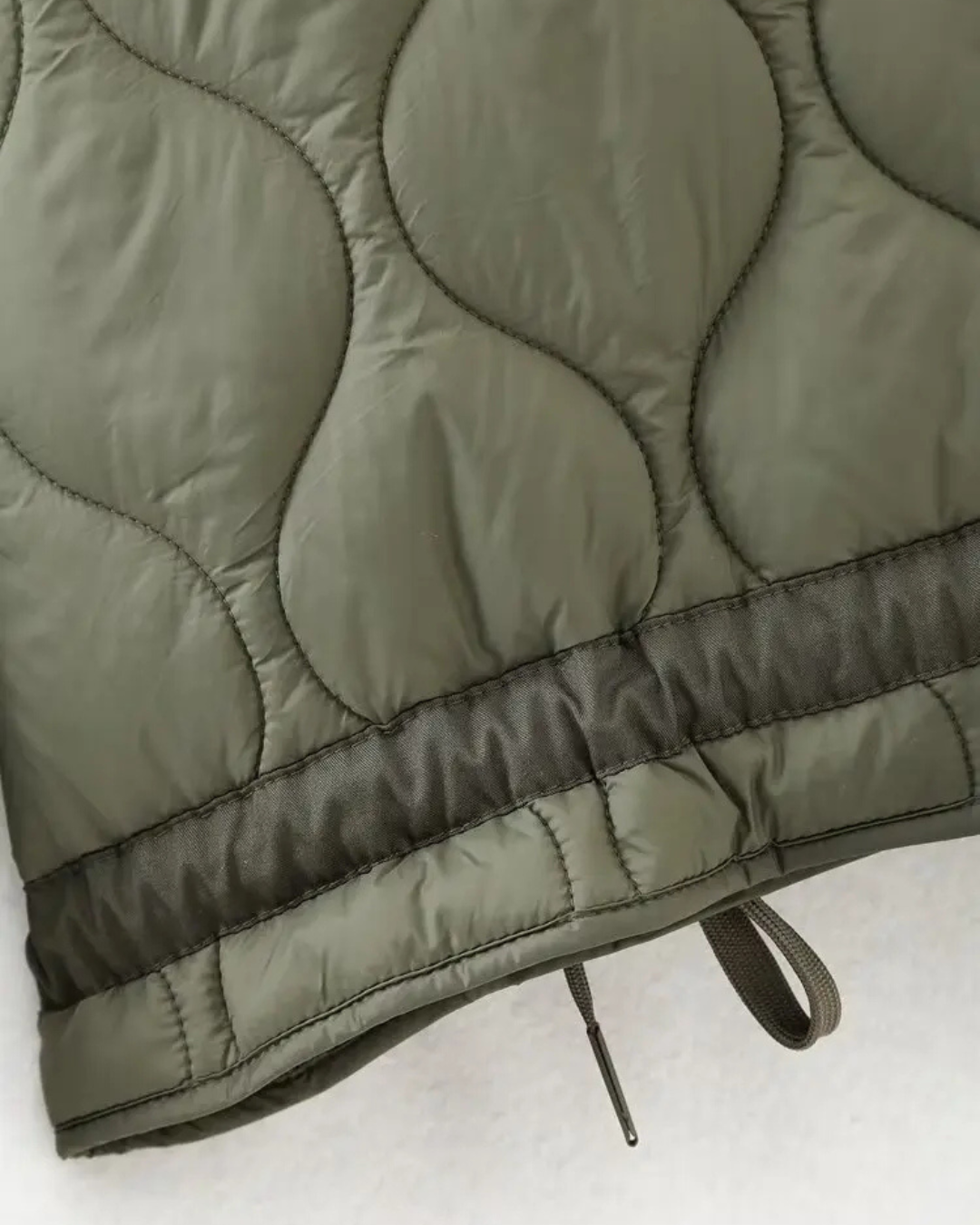 Katoenen Winterjas  met Trekkoord en Hoge Kraag voor Dames