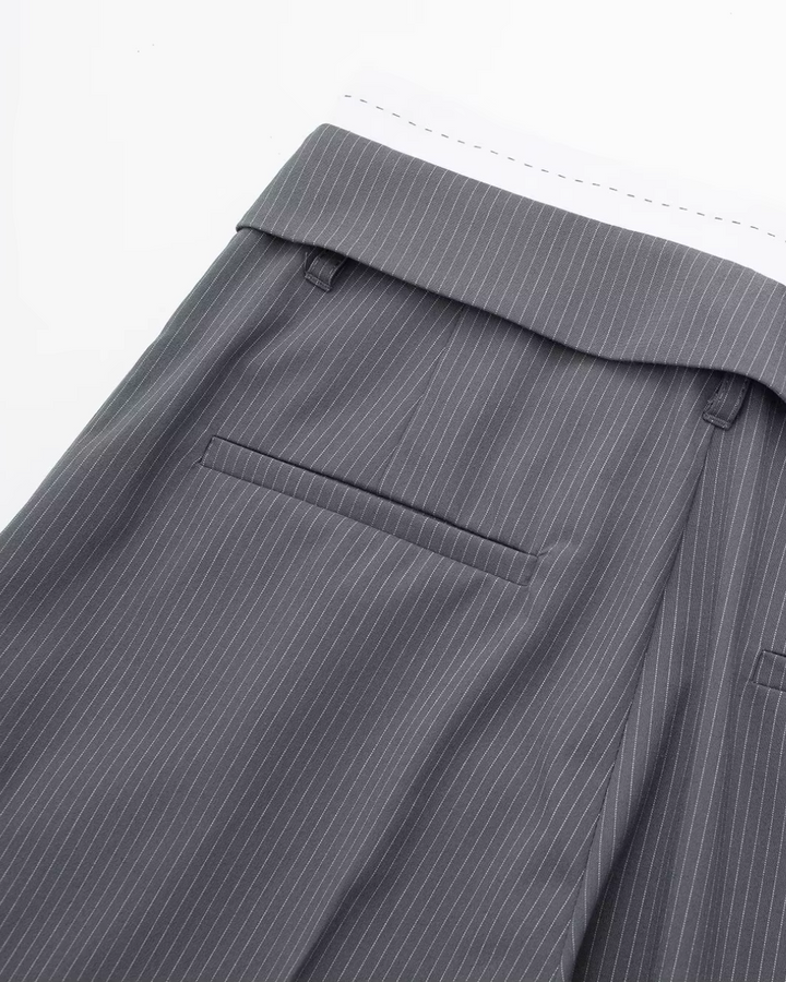 Gestreept Kort Vest met Wijde Broek Set voor Dames
