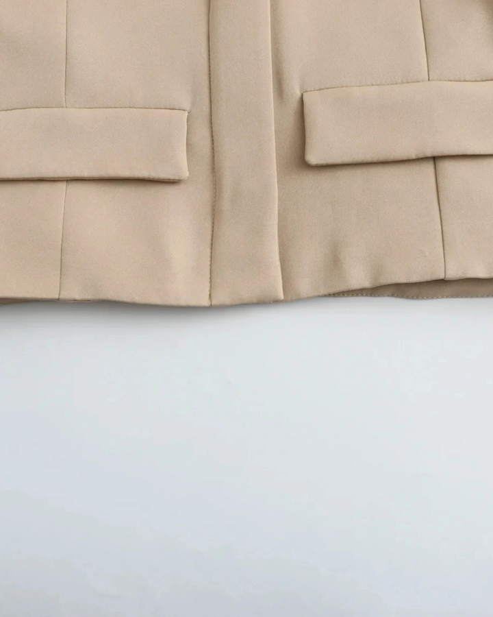 Vintage Cropped Jas met Reverskraag en Klepzakken voor Dames