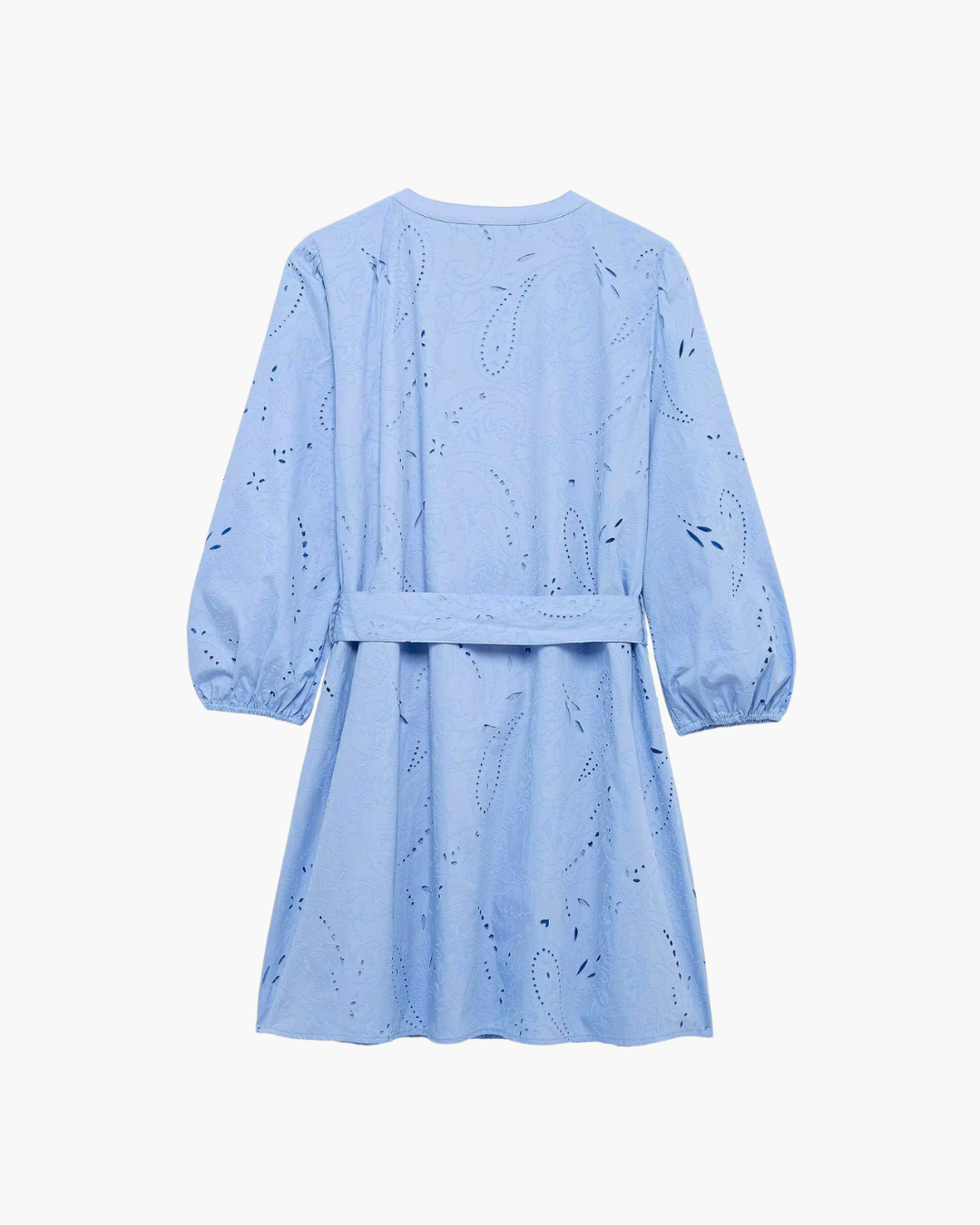 V-hals Korte Jurk met Riem en Borduursel voor Dames