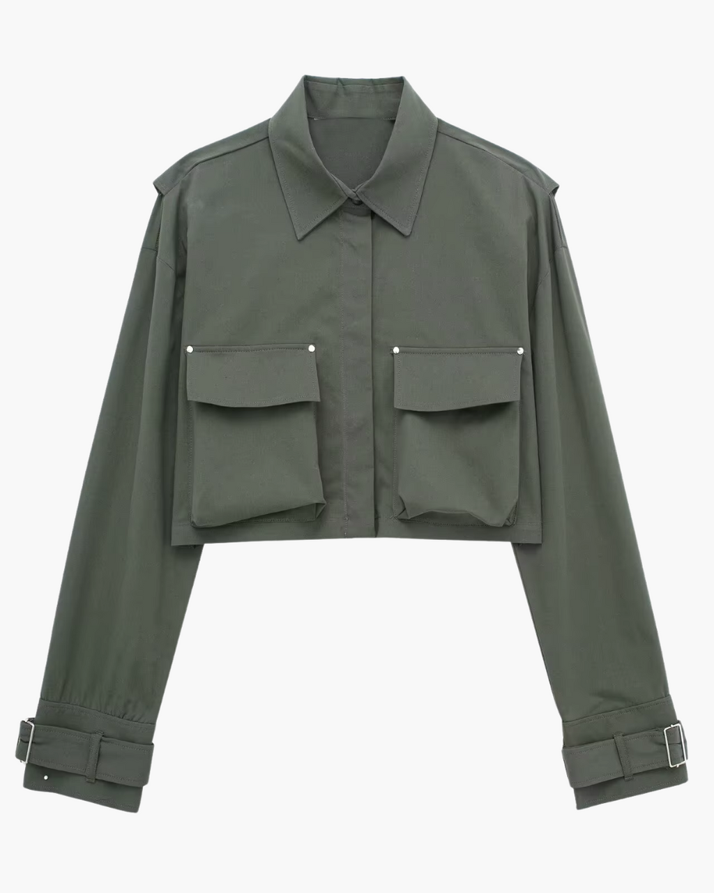 Tweedelige Cargo Set met Cropped Shirt en Broek voor Dames