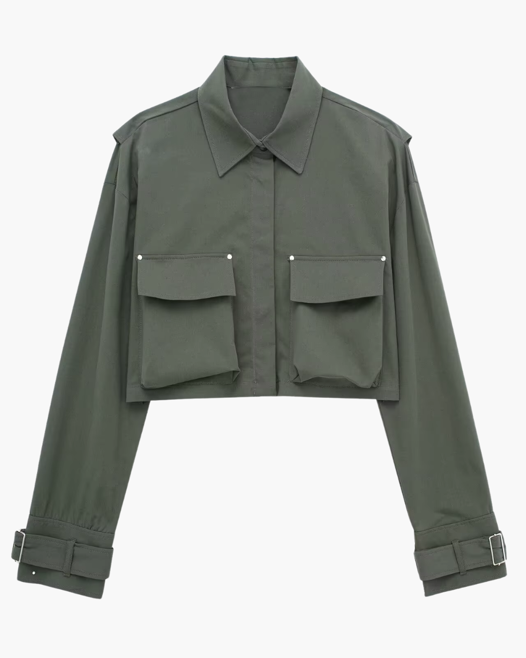 Tweedelige Cargo Set met Cropped Shirt en Broek voor Dames