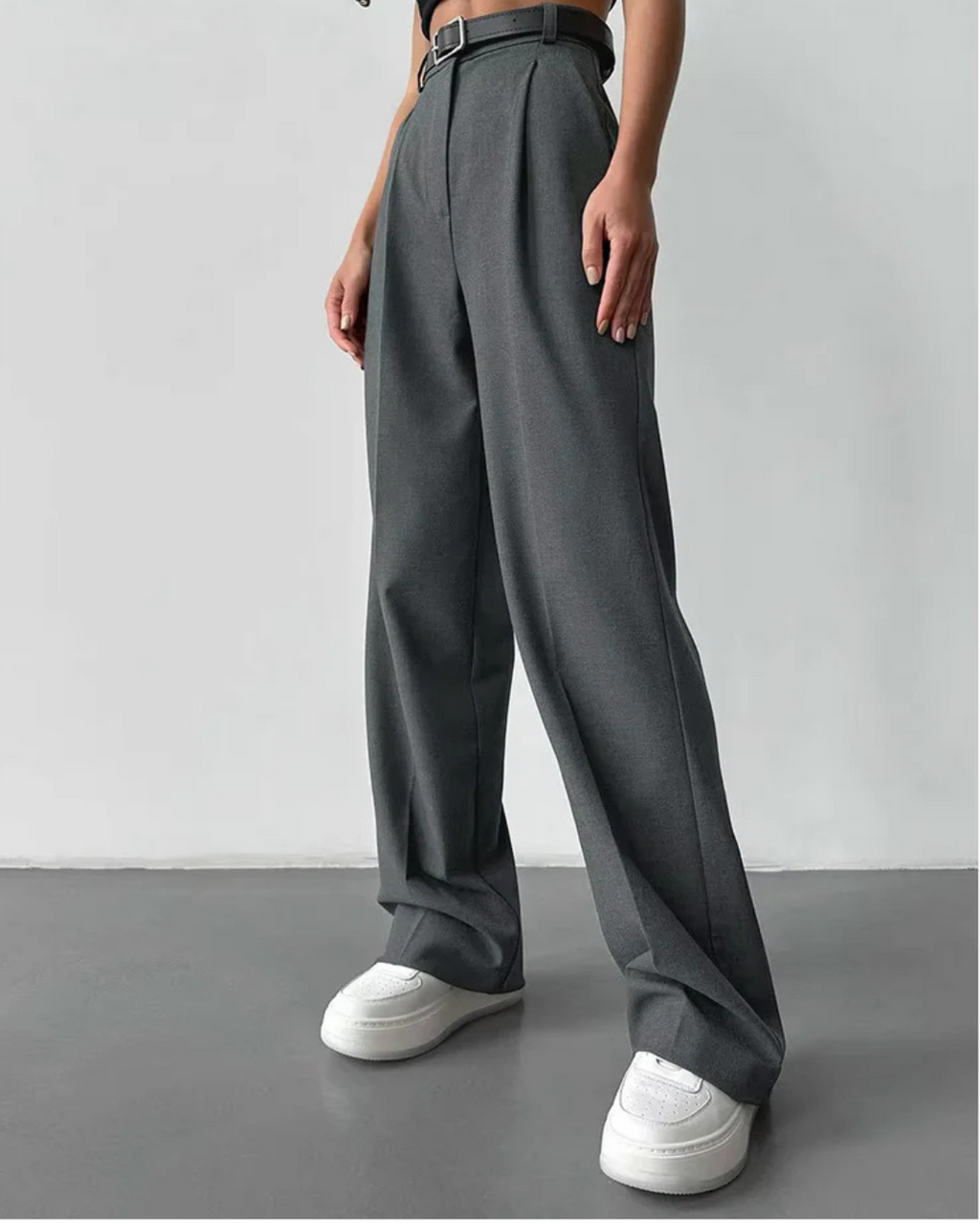 Elegante broek met wijde pijpen zonder riem voor Dames