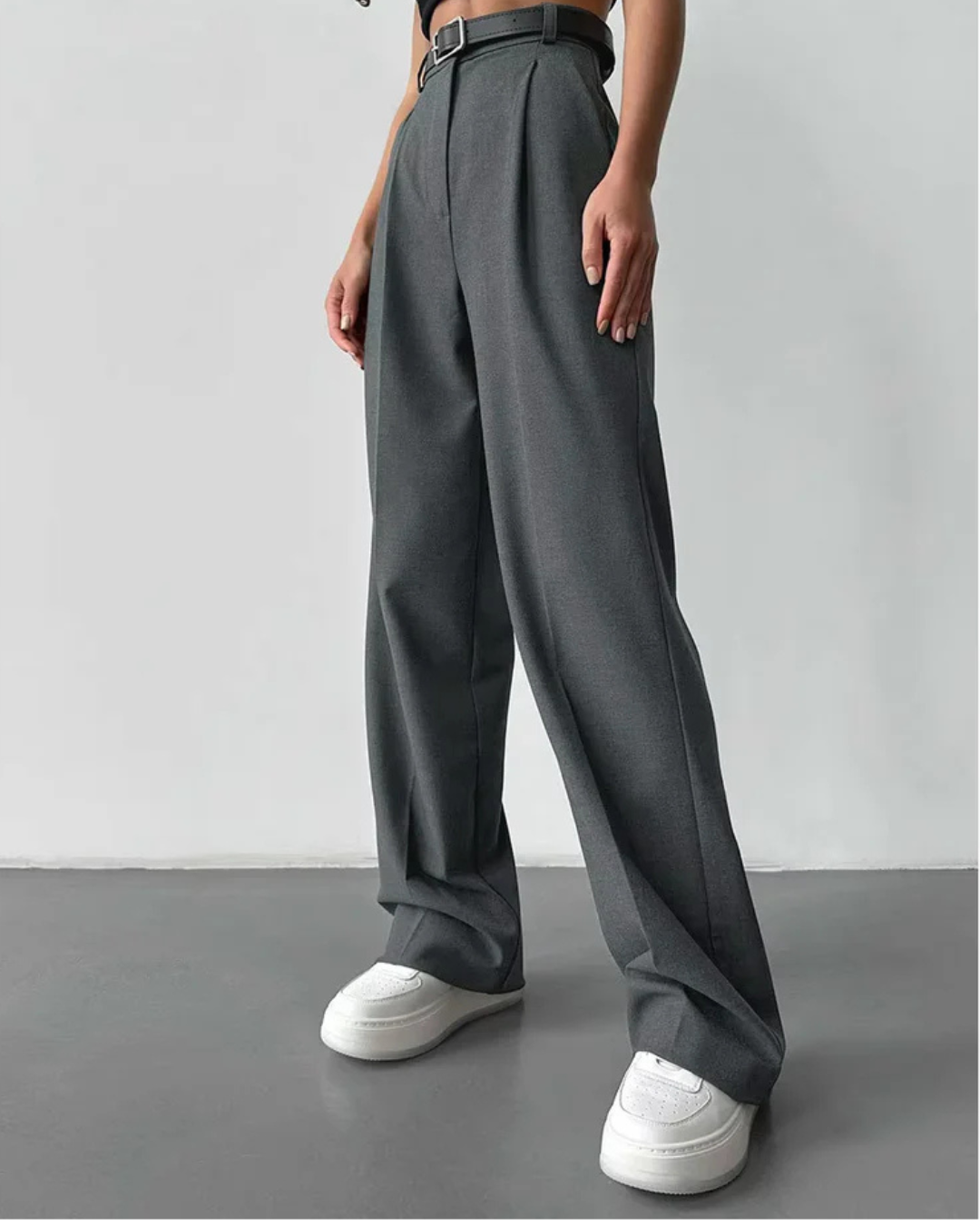 Elegante broek met wijde pijpen zonder riem voor Dames