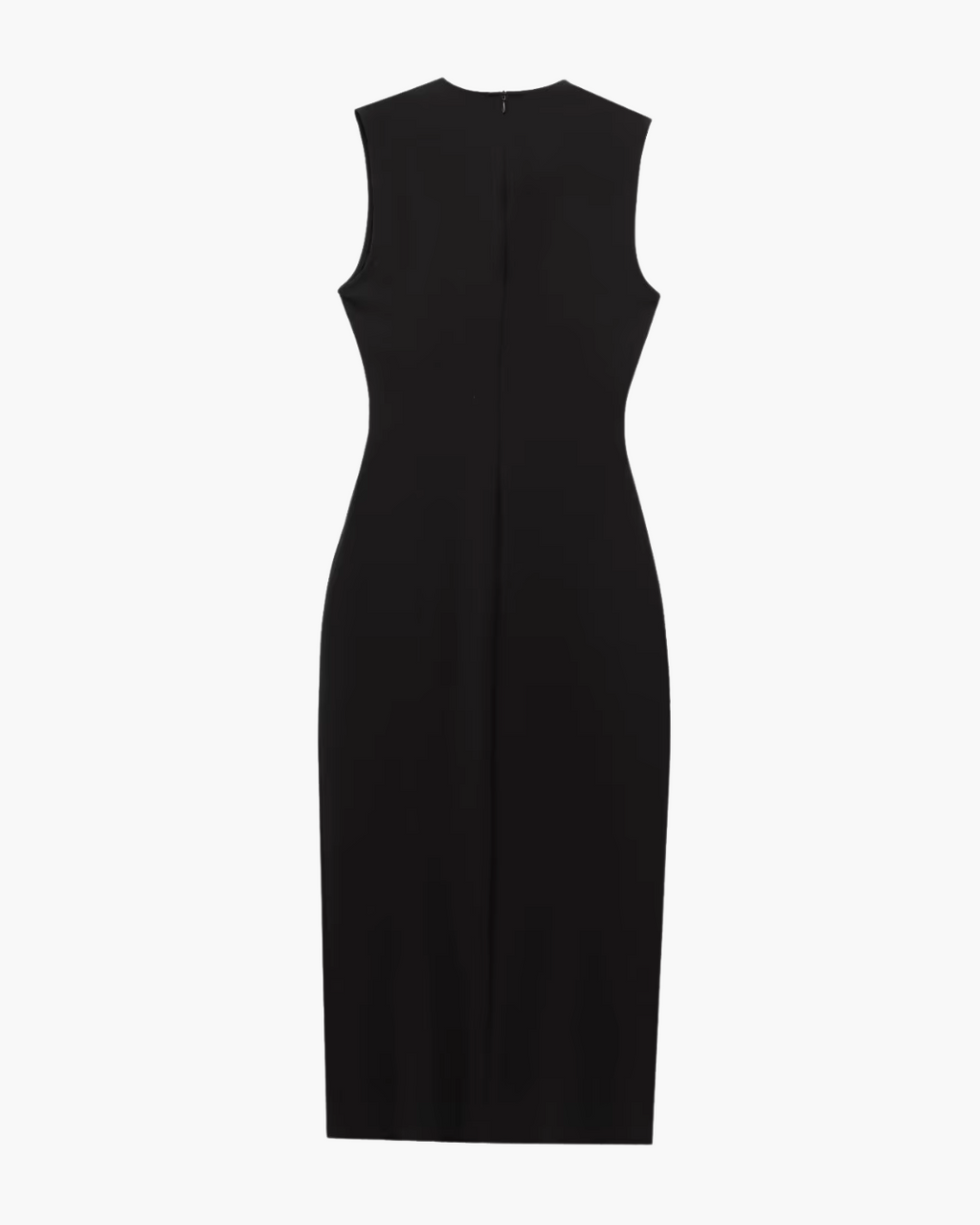 Zwarte Slanke Midi Jurk met Riem en Split voor Dames