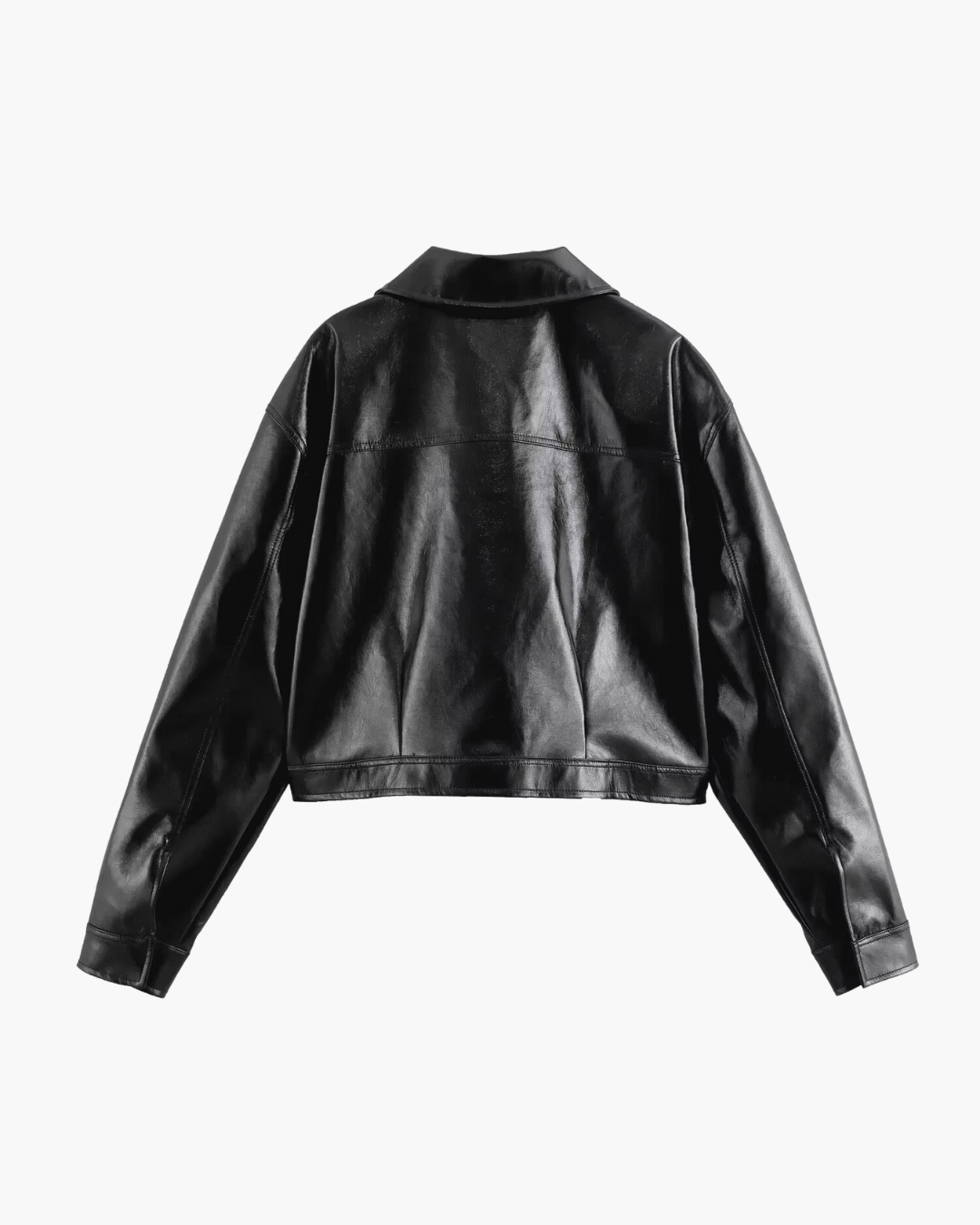 Stijlvolle Zwarte Diervriendelijke Leren Jas voor Dames