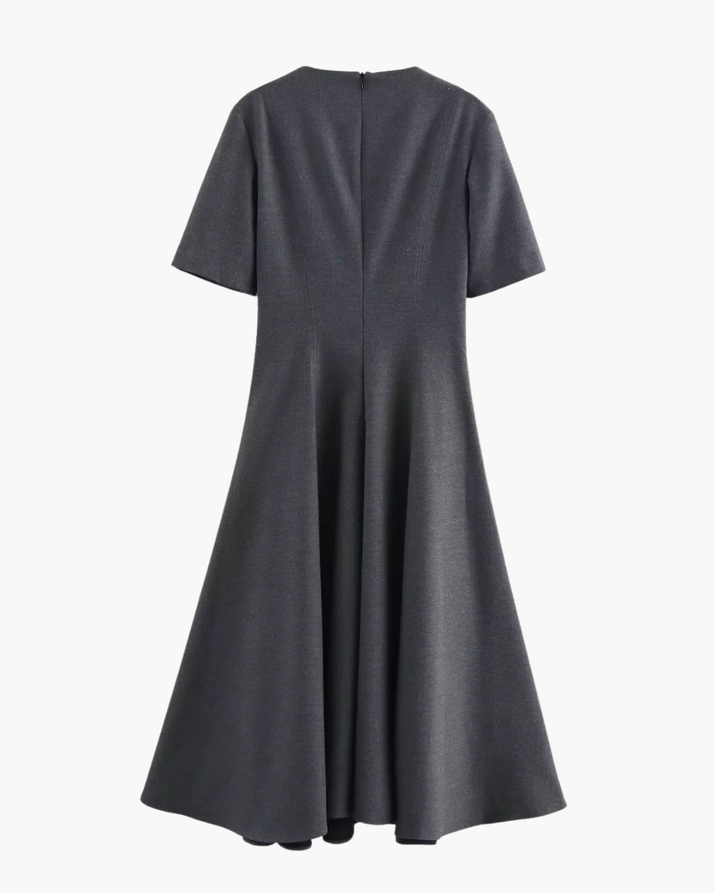 Vintage Geplooide Midi Jurk met Korte Mouwen voor Dames