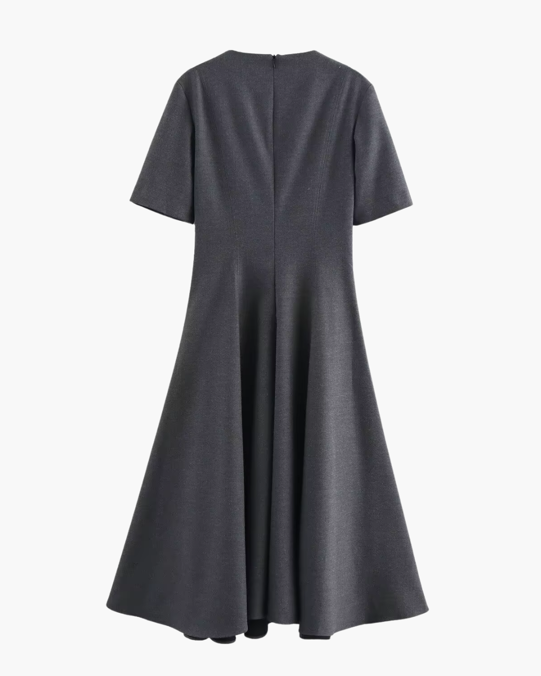 Vintage Geplooide Midi Jurk met Korte Mouwen voor Dames