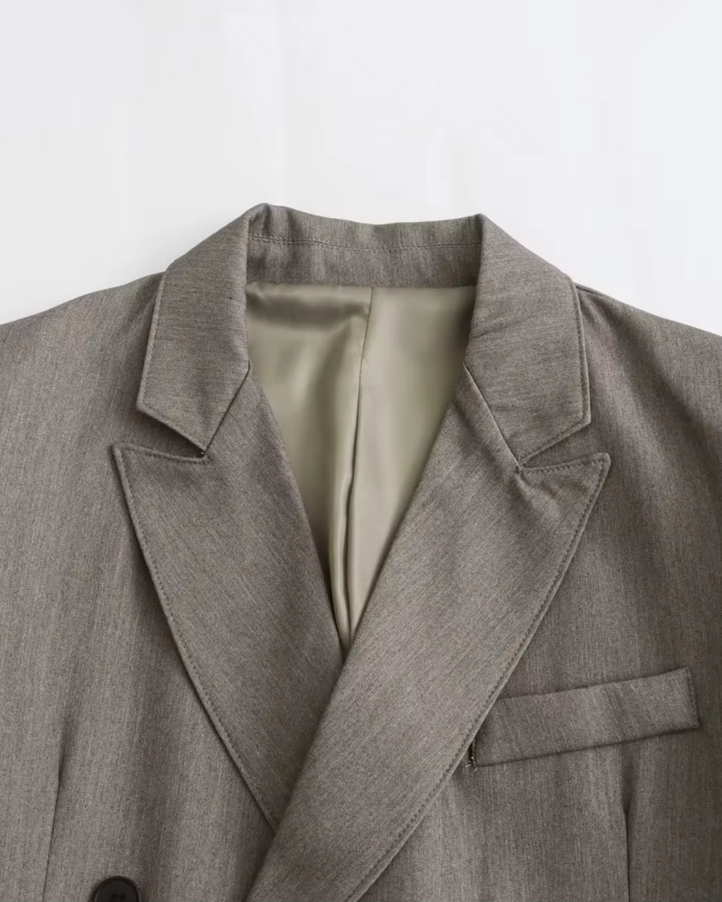 Vintage Office Grijze Blazer en Broek Set voor Dames