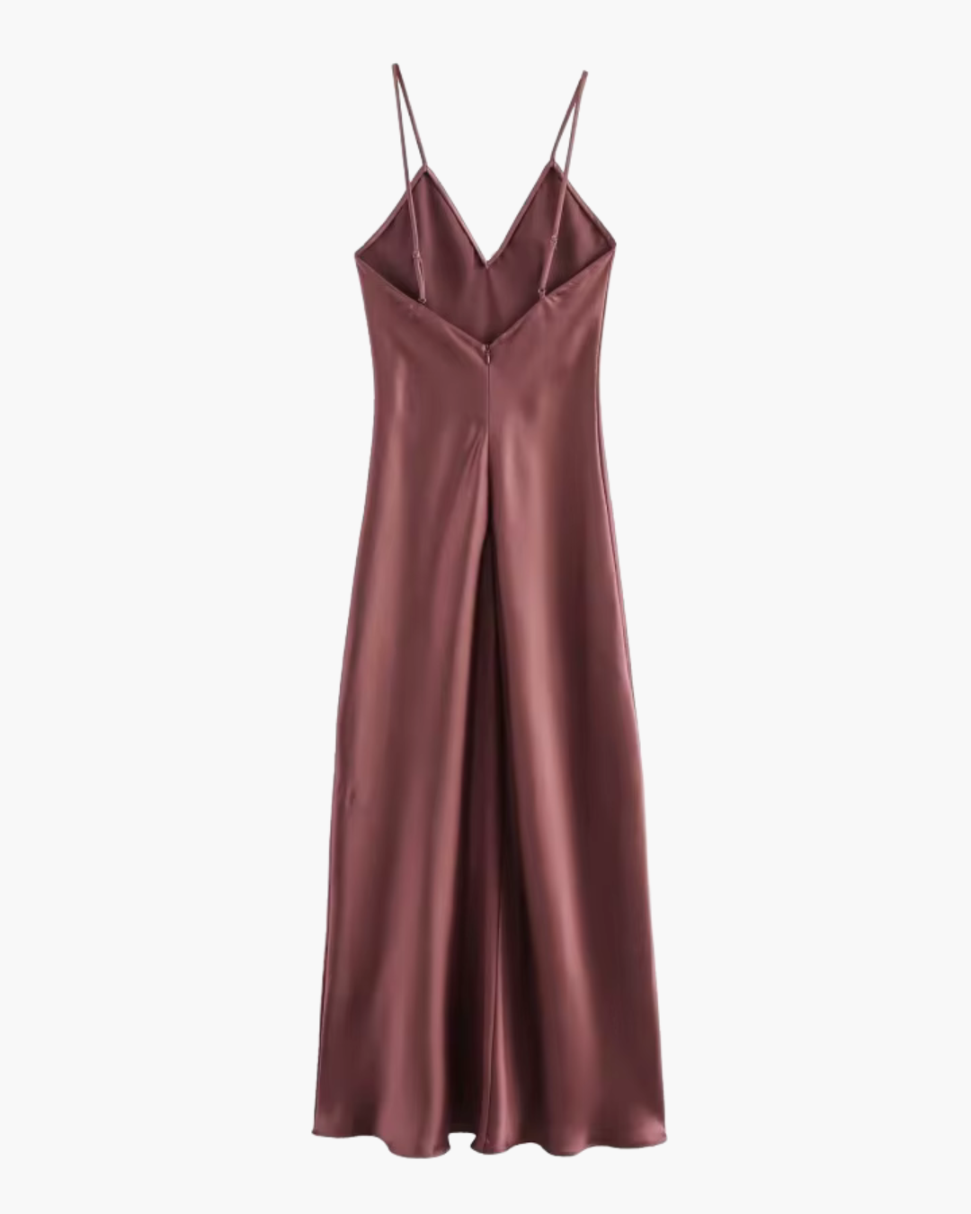 Elegante Satijnen Midi Jurk met Open Rug voor Dames