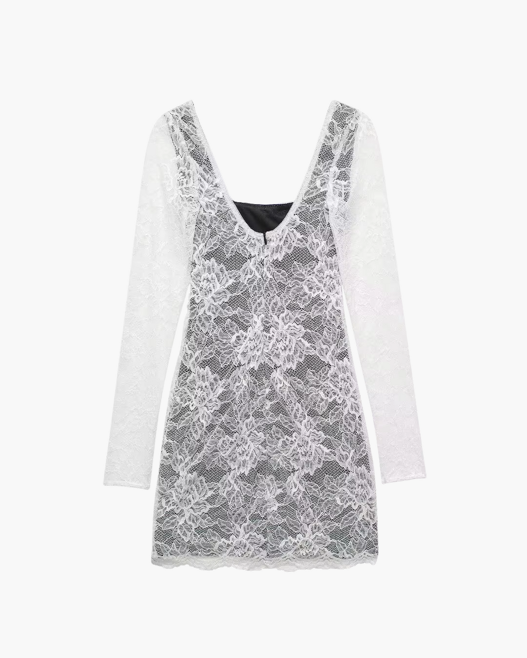 Kanten Mini-jurk met Vierkante Hals en Strikje voor Dames