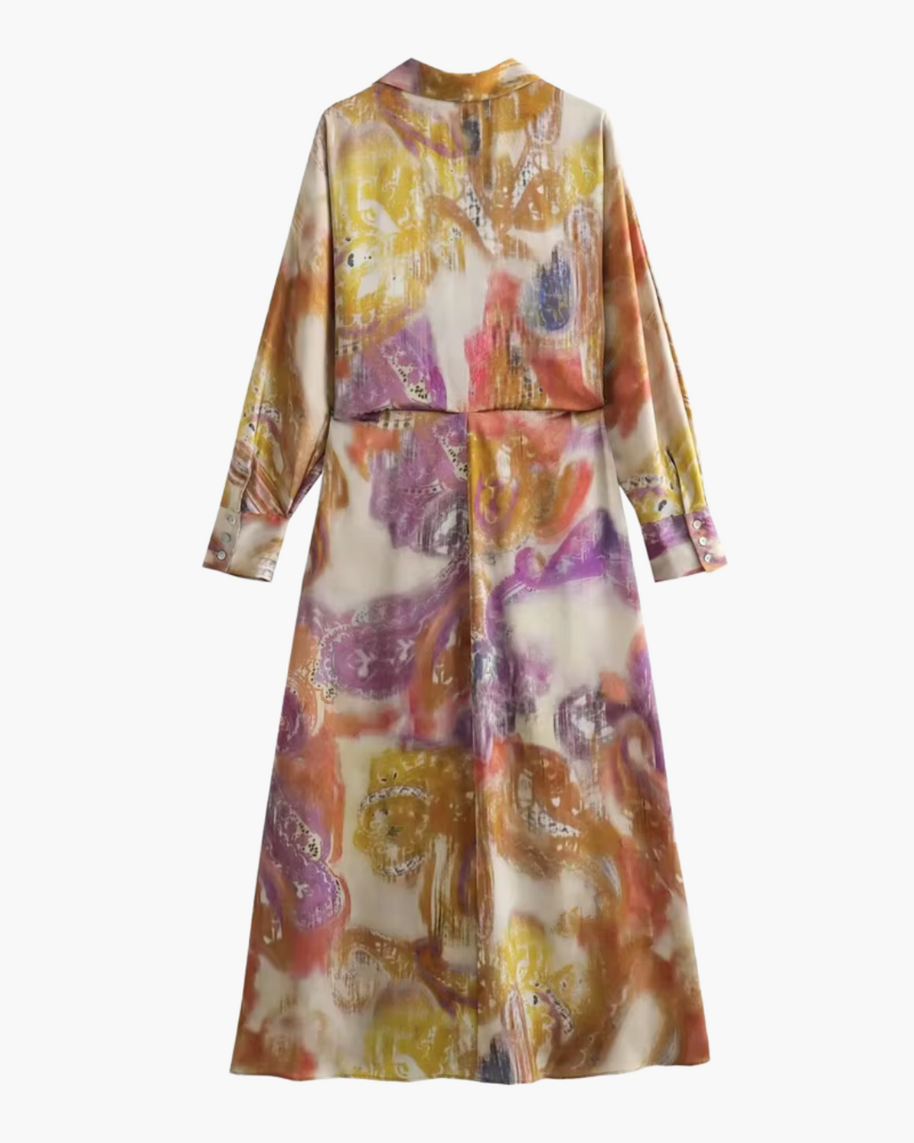 Satijnen Midi Jurk met Knopen voor Dames