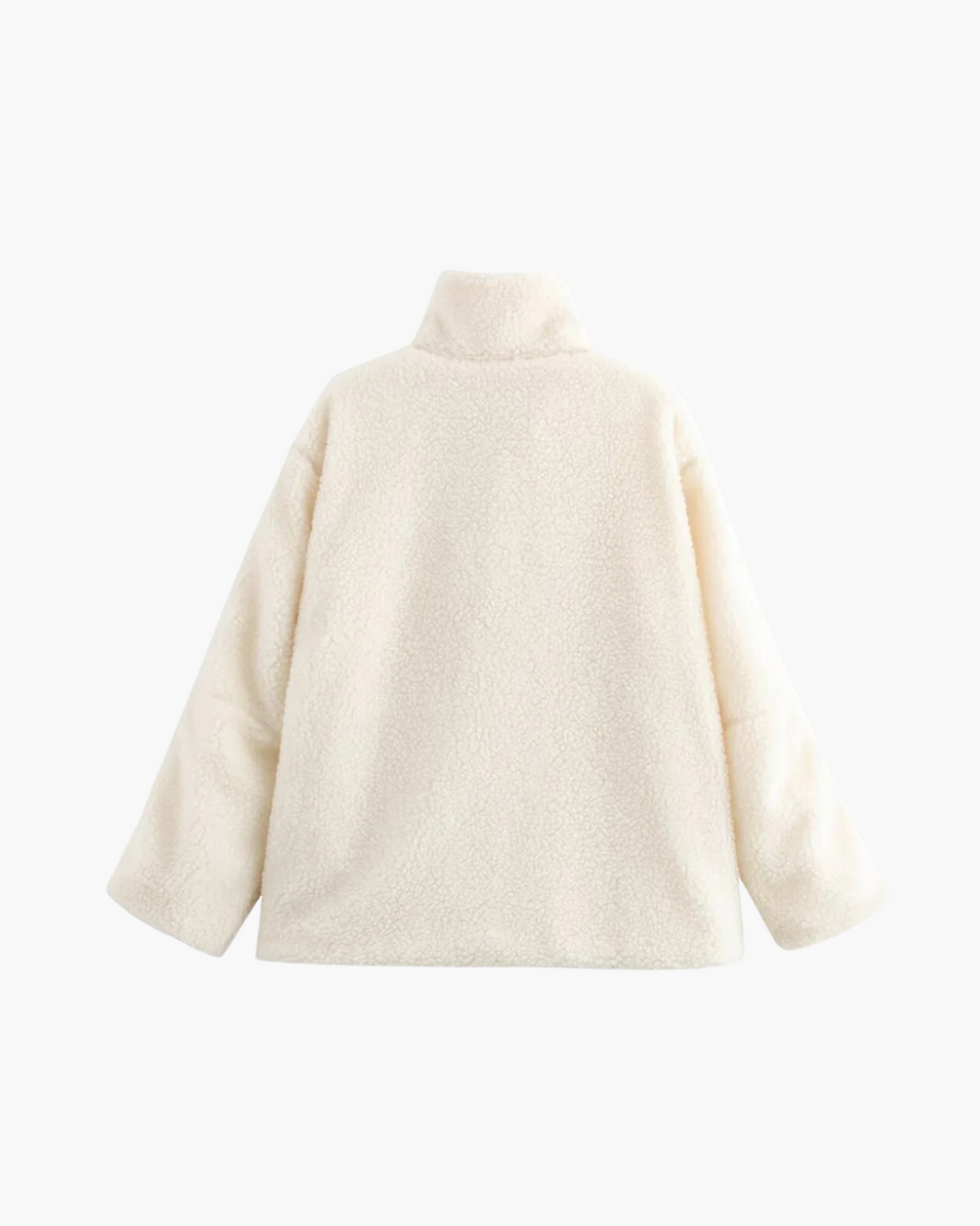 Effen Oversized Teddy Fleece Jas met O-hals voor Dames