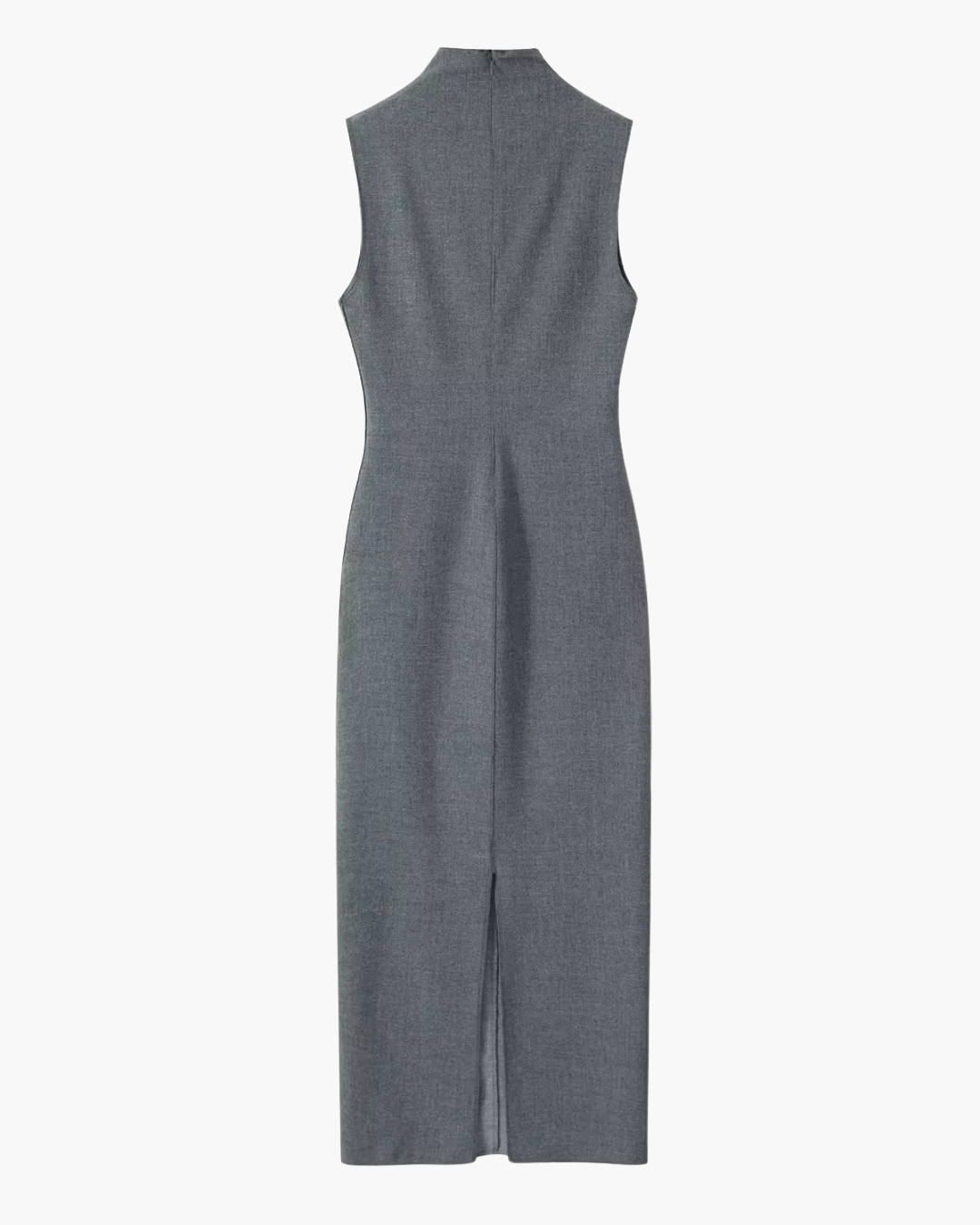 Vintage Grijze Mouwloze Jurk met Split en O-Hals Voor Dames