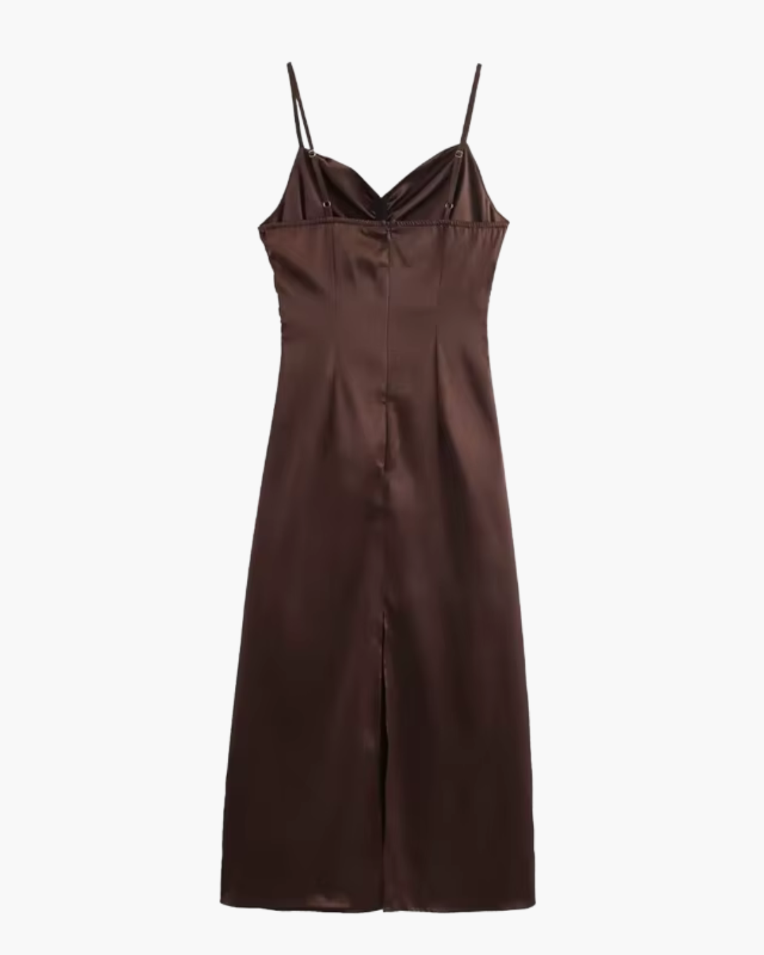 Elegante Satijnen Slip Midi Jurk met Plooien voor Dames