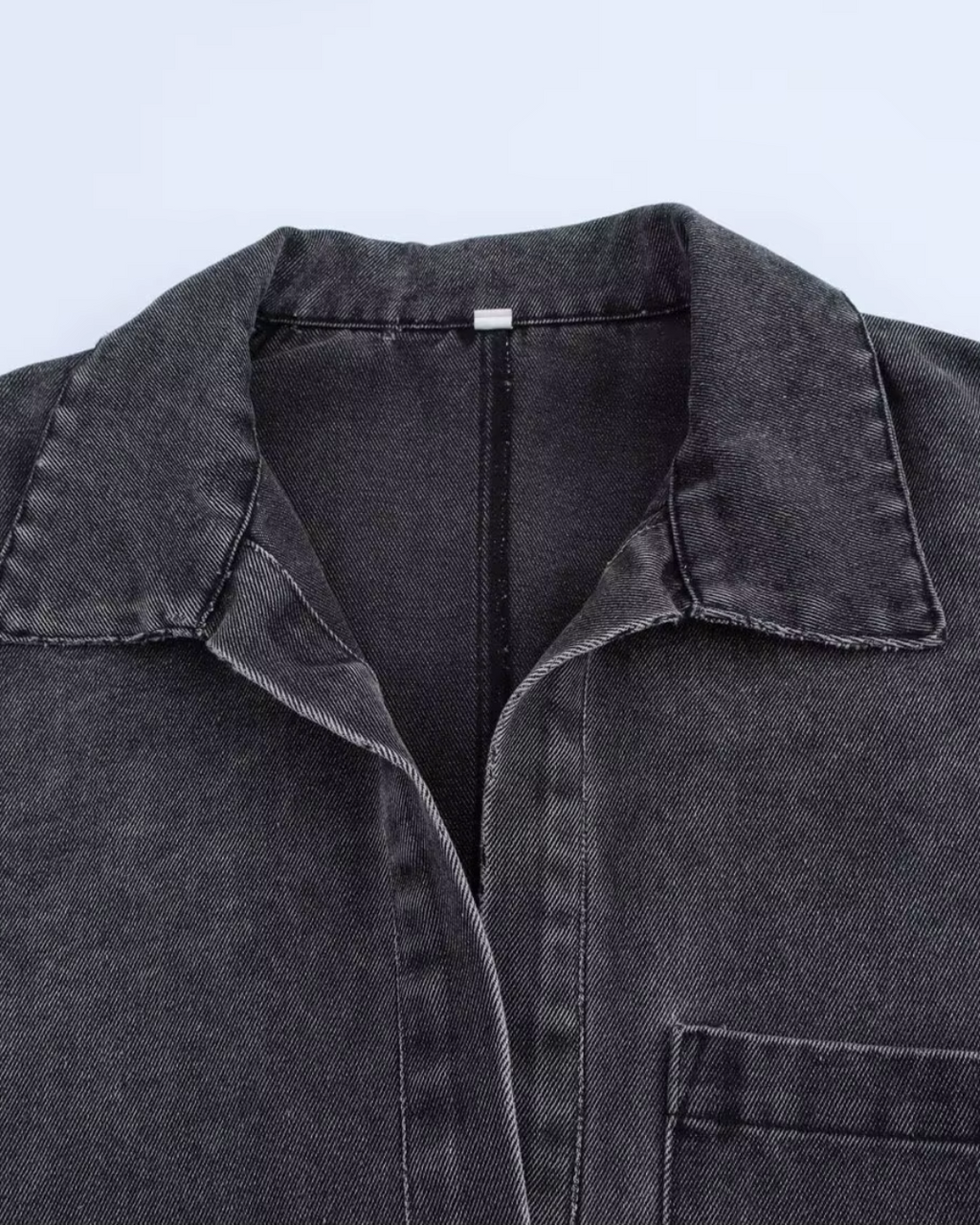 Oversized Zwarte Denim Tweedelige Set voor Dames