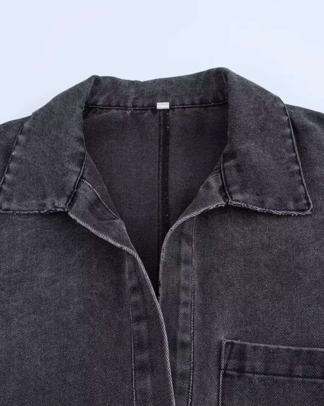 Oversized Zwarte Denim Tweedelige Set voor Dames