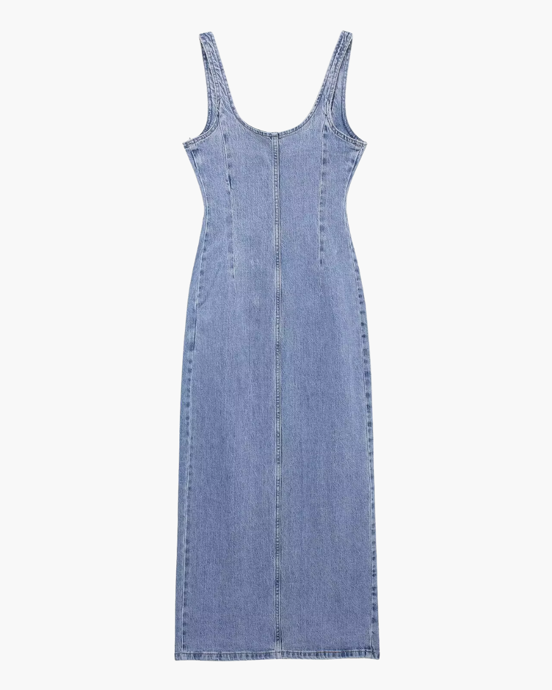 Denim Mouwloze Lange Jurk met Knoopsluiting voor Dames