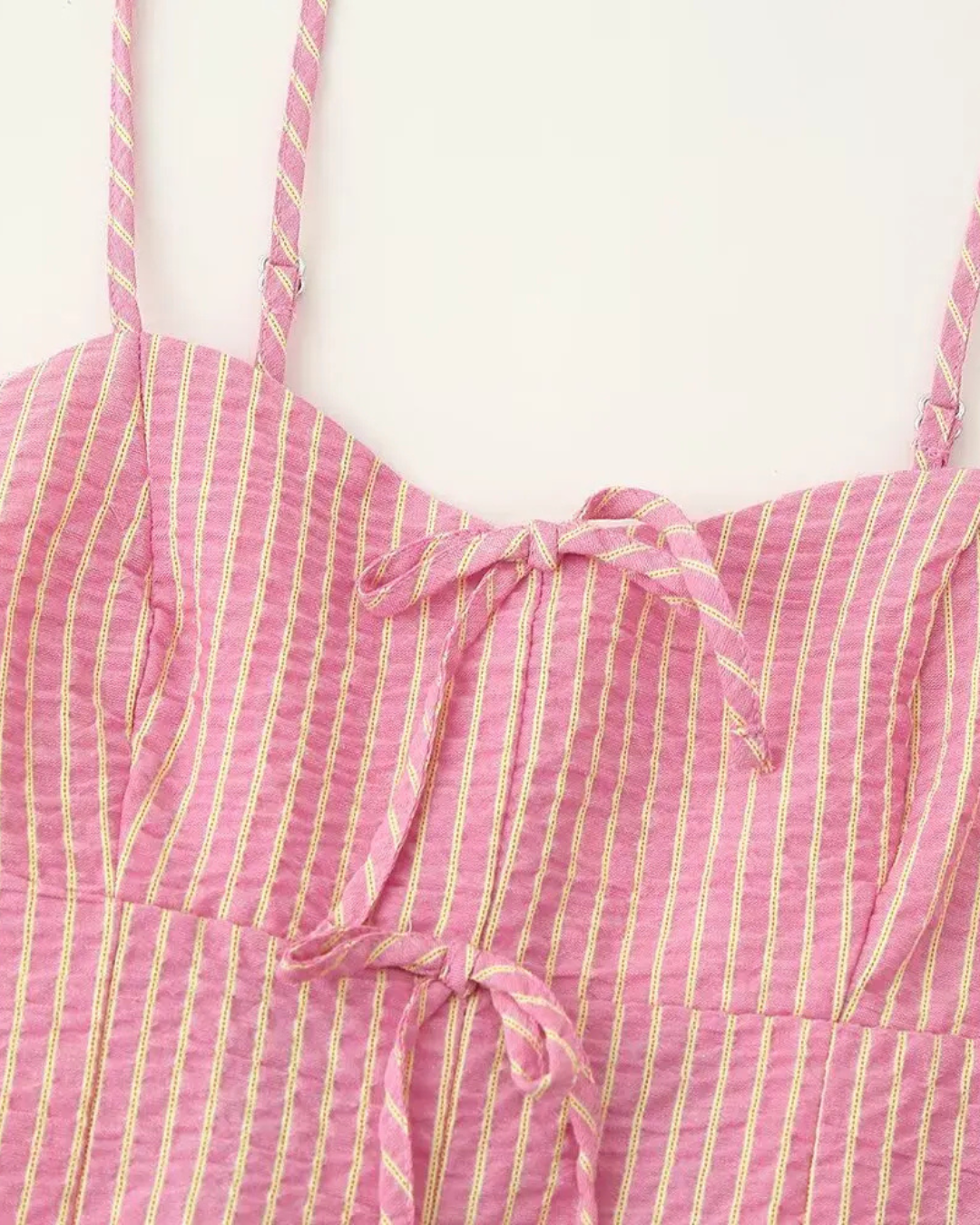 Zomerse 2-Delige Set - Gestreepte Backless Top met Strik & Wijde Broek voor Dames