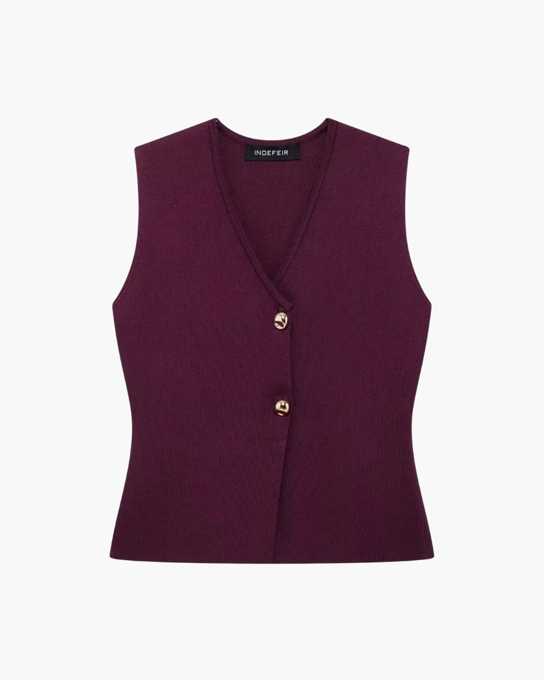 Bordeaux Rode Set met V-hals Vest en Hoge Taille Rok voor Dames