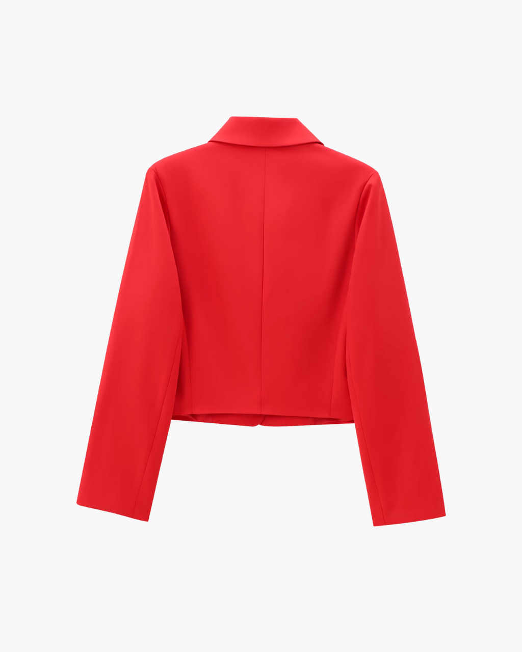 Elegante Rode Korte Jas met Revers en Knopen voor Dames