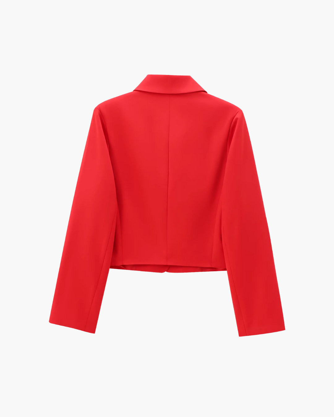 Elegante Rode Korte Jas met Revers en Knopen voor Dames