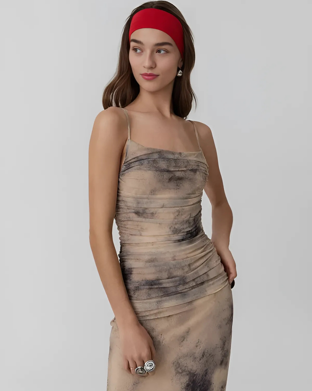 Elegante Tule Halter Midi Dress Met Kleurverloop Voor Dames