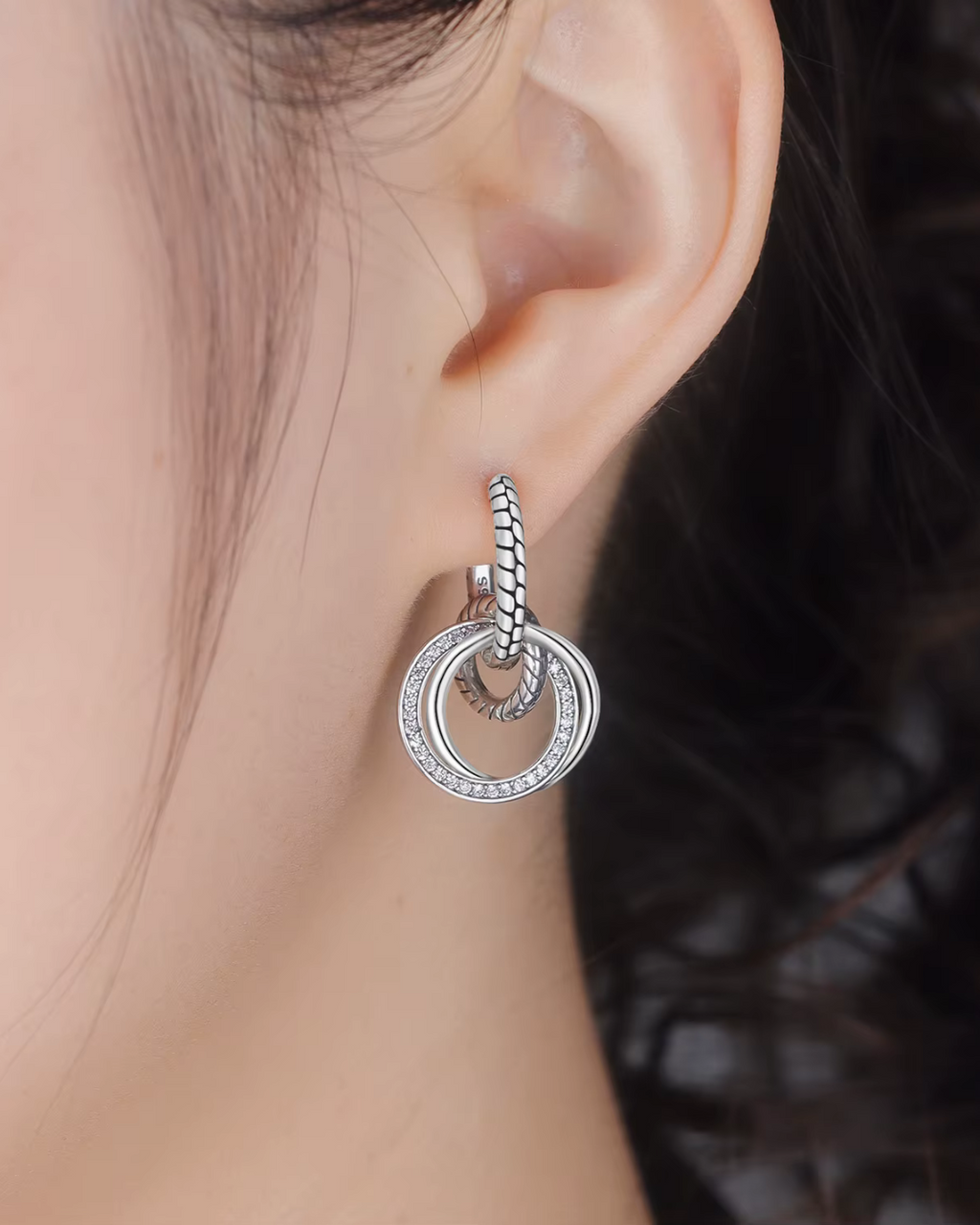 Klassieke 925 Sterling Zilveren Multi Ring Oorbellen voor Dames