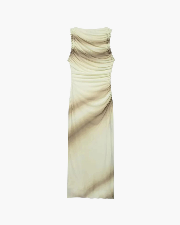 Mouwloze Tule Bodycon Midi Jurk met Ruches voor Dames