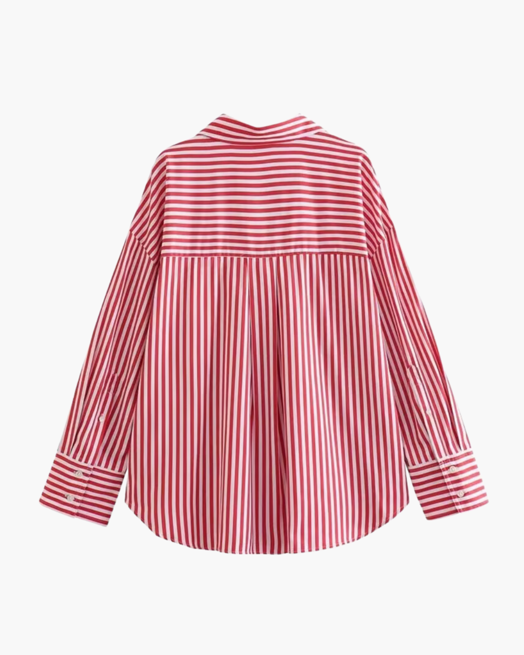 Rode Gestreepte Oversized Popeline Blouse Voor Dames